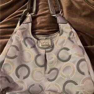 Coach Signature Pattern Shoulder Bag in Gray